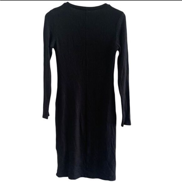 Reformation Wednesday NWOT Ribbed Mini Dress Long Sleeves Crew Neck Black - Picture 6 of 9